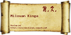 Milovan Kinga névjegykártya